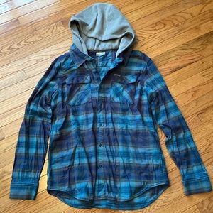 Mens Columbia Hooded Flannel/Plaid Shirt NWOT
